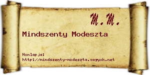 Mindszenty Modeszta névjegykártya